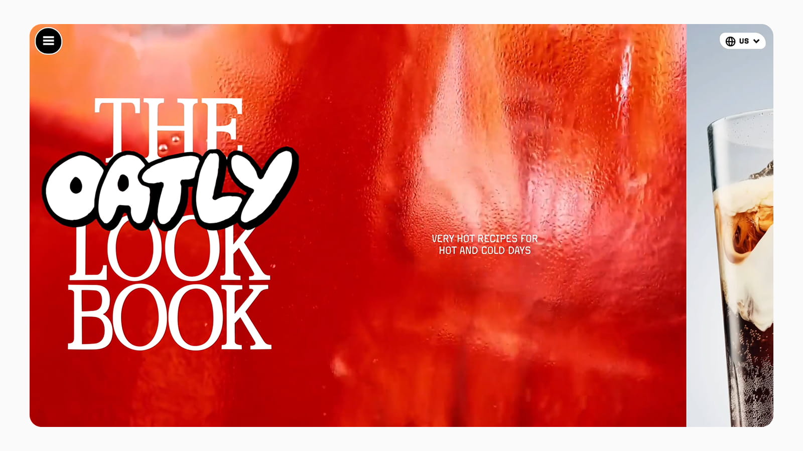 Интерфейс главного экрана сайта Oatly Использование типографики на главном экране сайта Oatly