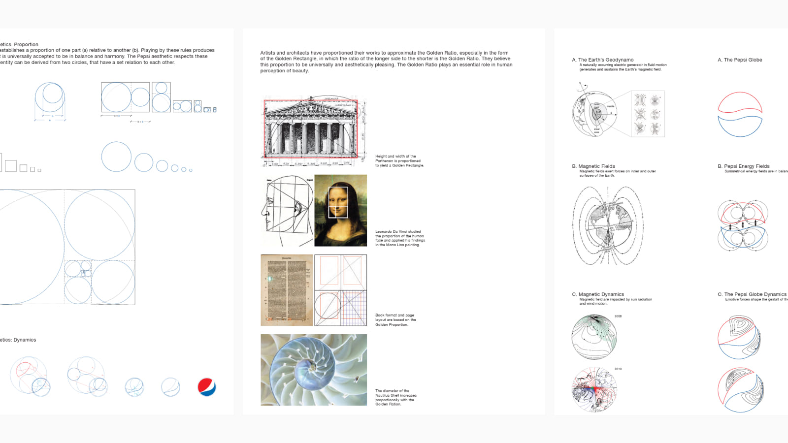 Страницы из документа, обосновывающего логотип Pepsi