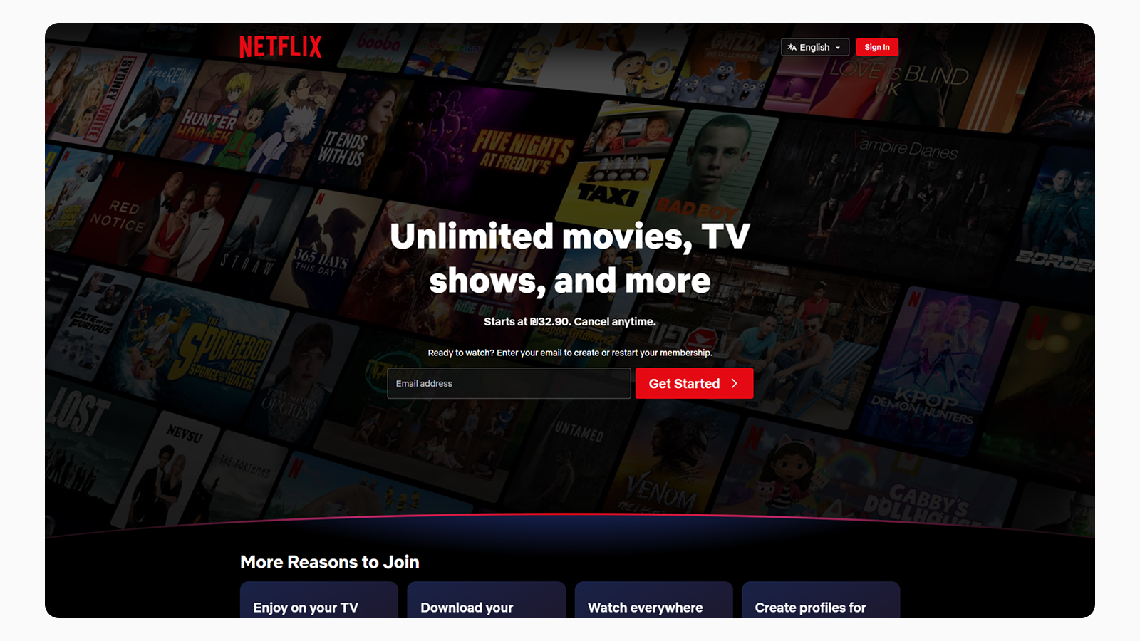 Интерфейс главной страницы Netflix