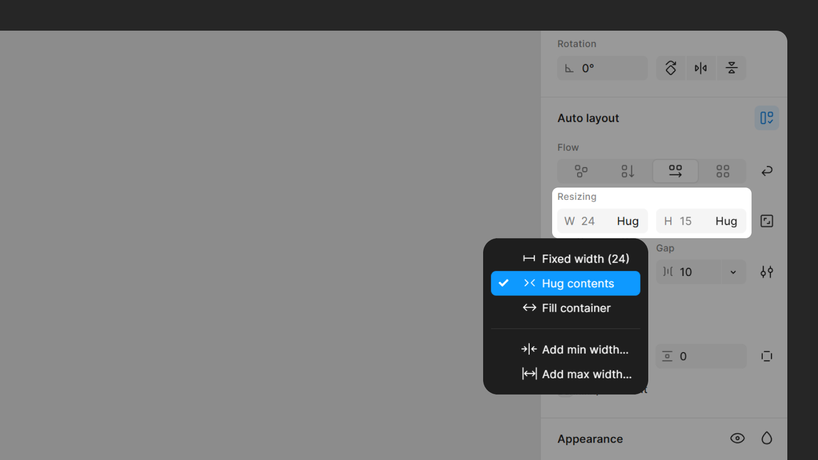 Интерфейс Auto layout Resizing в Figma Дизайн панели Auto layout Resizing в Figma
