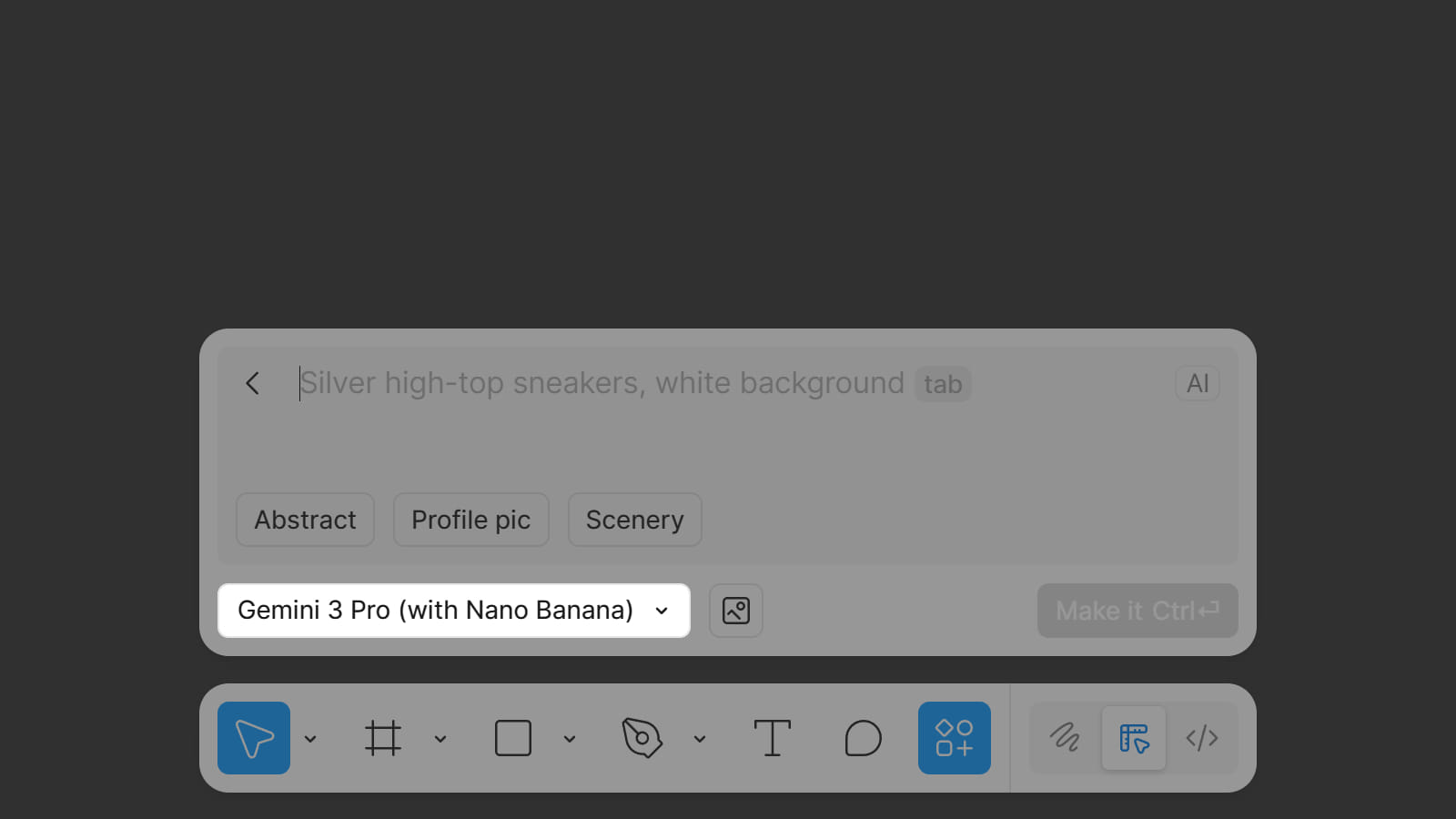 Интерфейс выбора Gemini 3 Pro внутри Figma