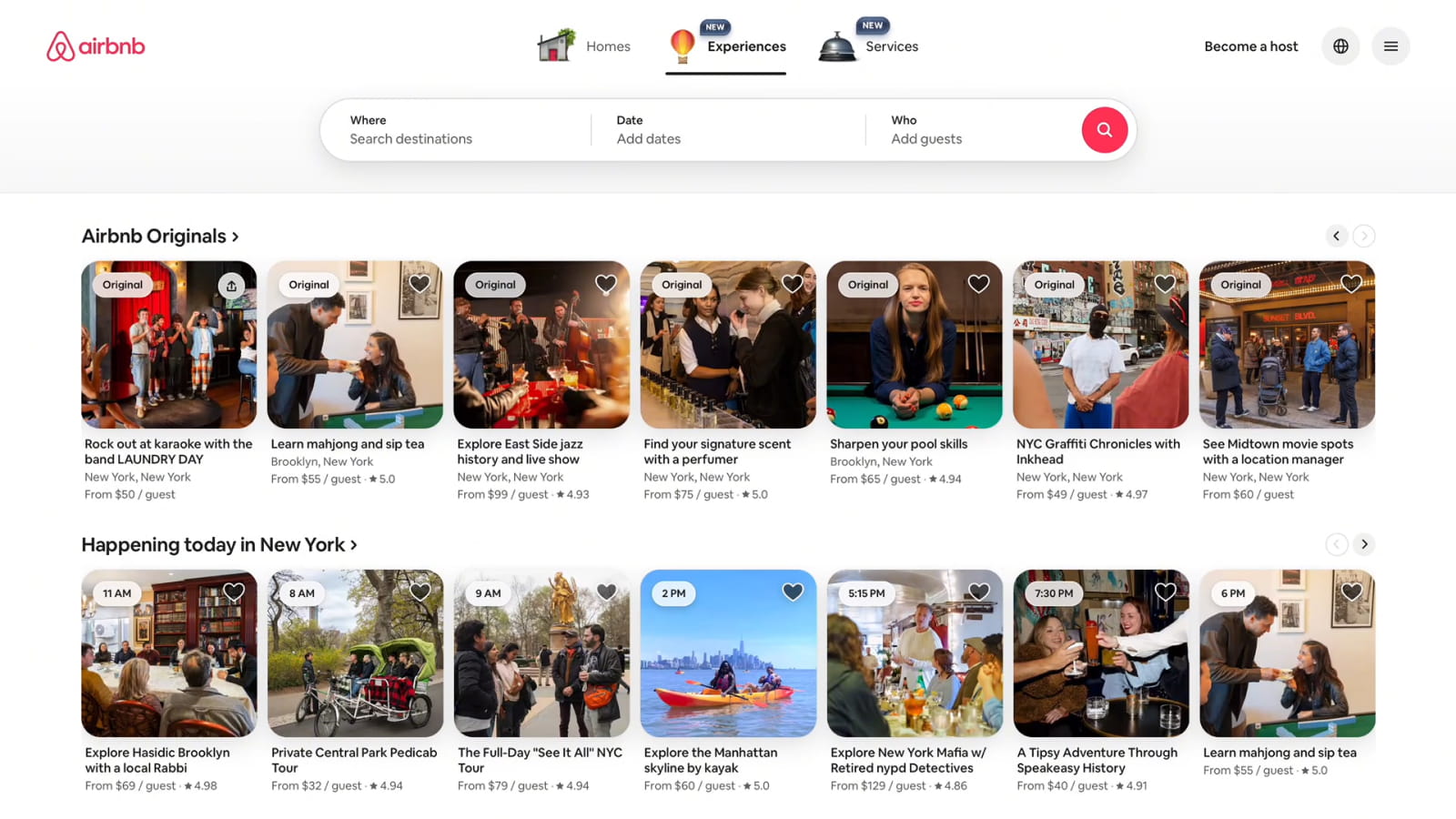 Фрагмент дизайна главной страницы сайта Airbnb Цветовое правило 60-30-10 в дизайне сайта Airbnb