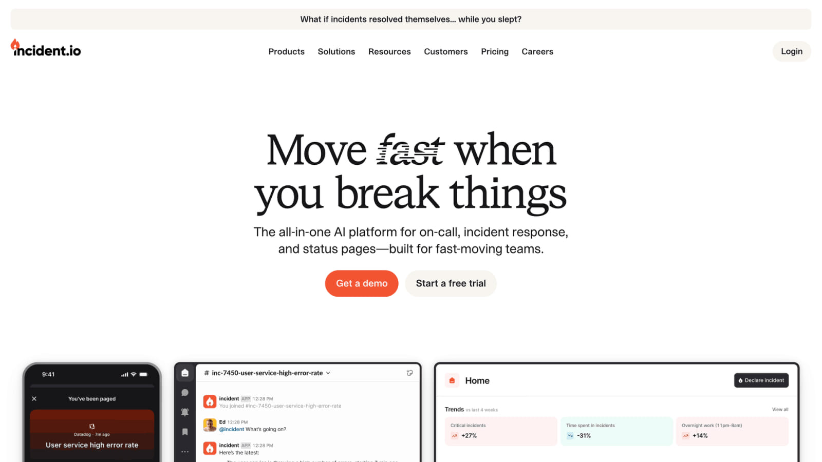Оранжевый цвет в дизайне incident.io Оранжевый в UI дизайне главной страницы incident.io