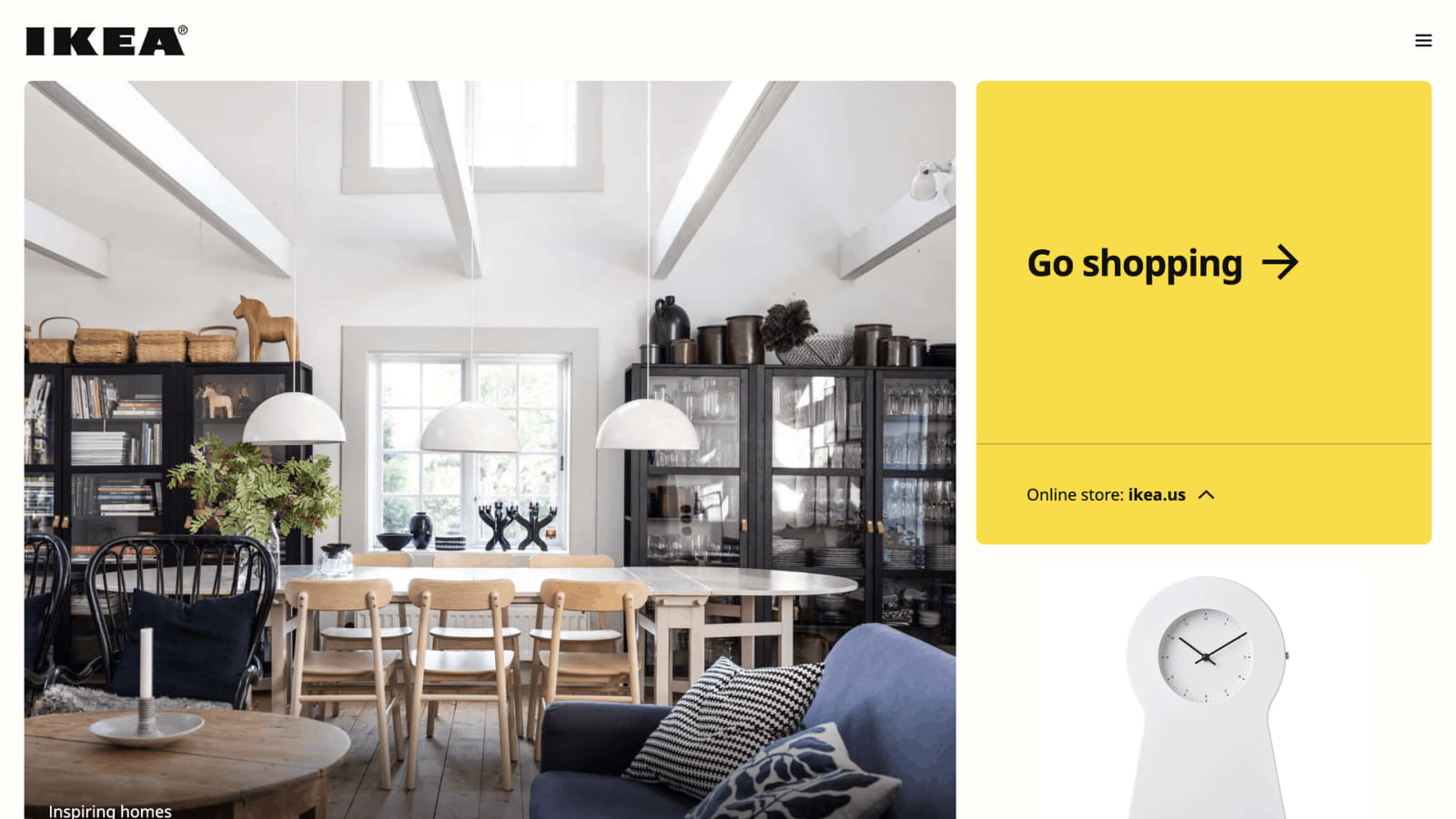 Жёлтый цвет в интерфейсе IKEA Фрагмент сайта IKEA с ярким желтым дизайн-элементом