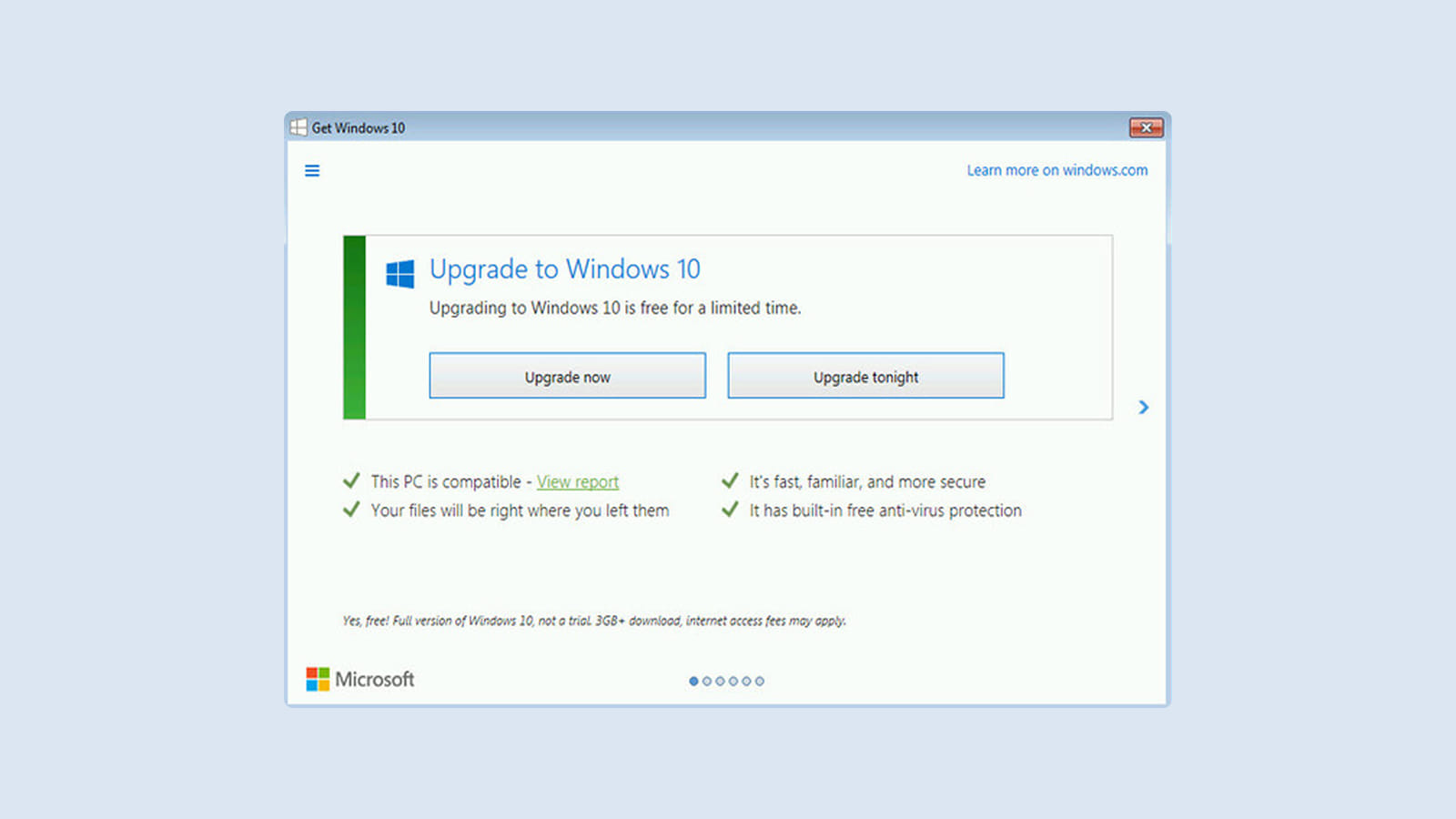 Дизайн окна обновления до Windows 10 Интерфейс окна обновления Windows 10